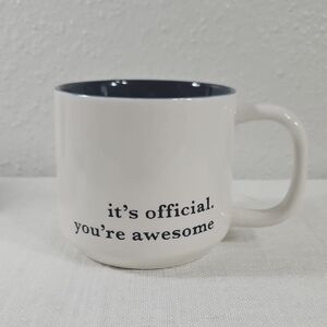 NWT Threshold White & Navy Blue "It's official. You're awesome" Coffee Mug